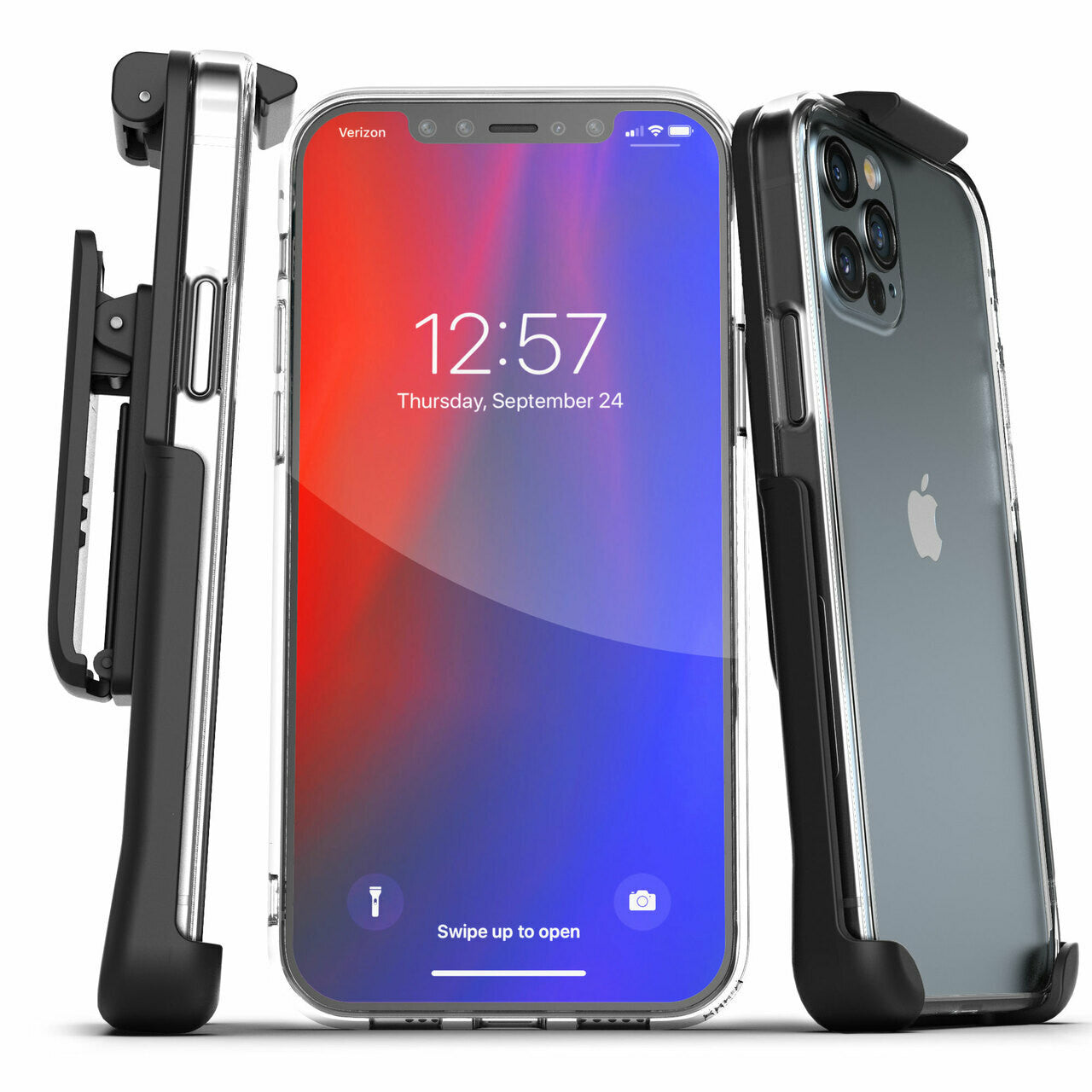 Encased Clear Back Case iPhone 13 Pro with Belt Clip Holster - Clear