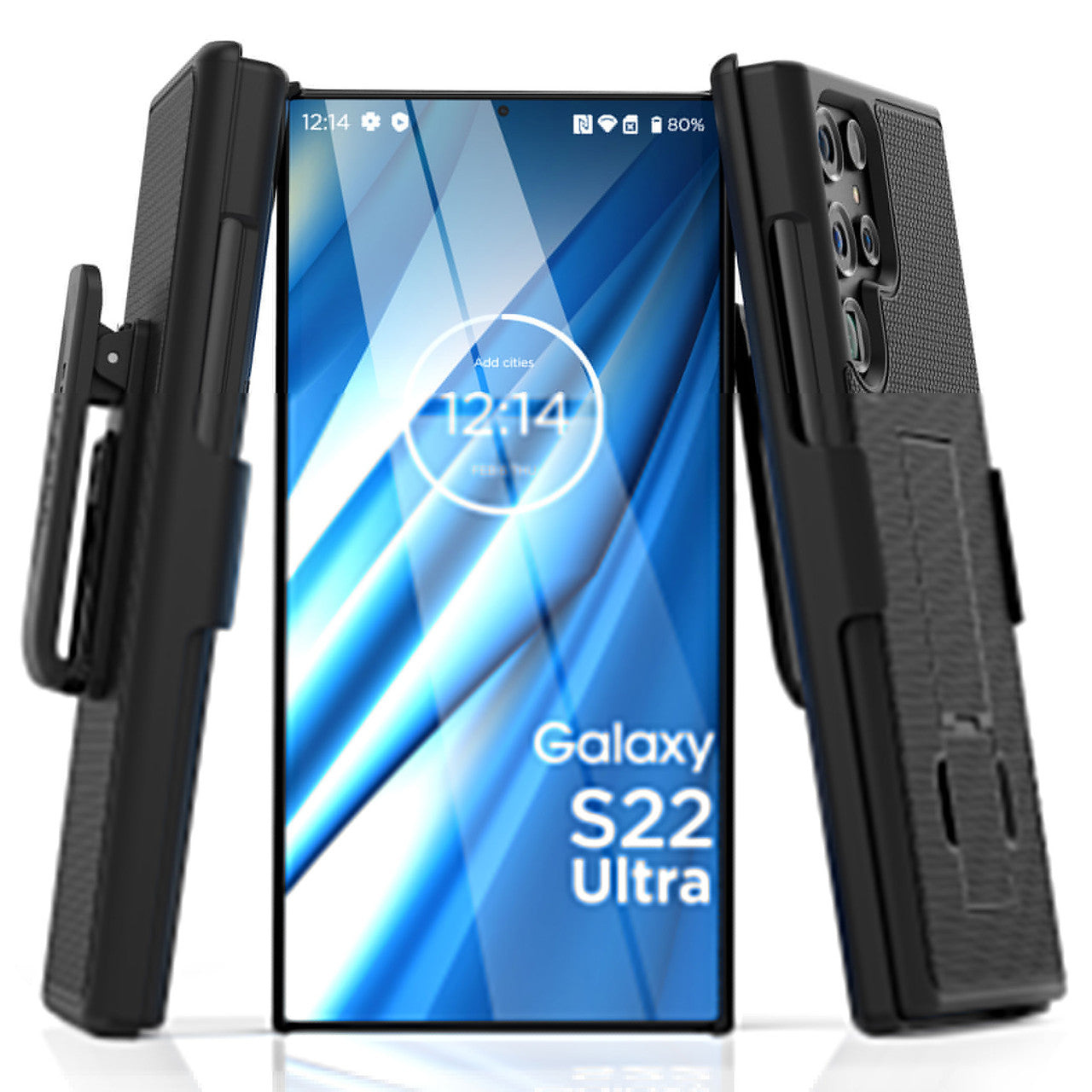 Encased Duraclip Case Samsung Galaxy S22 Ultra with Belt Clip Holster - Black