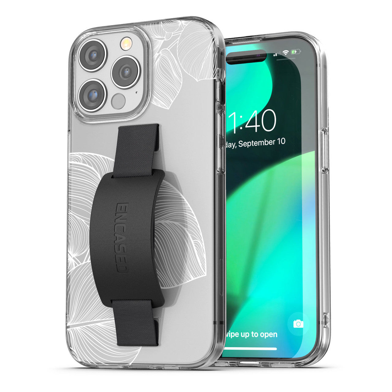 Encased Hand Loop Case iPhone 15 Pro - White Lace Leaf