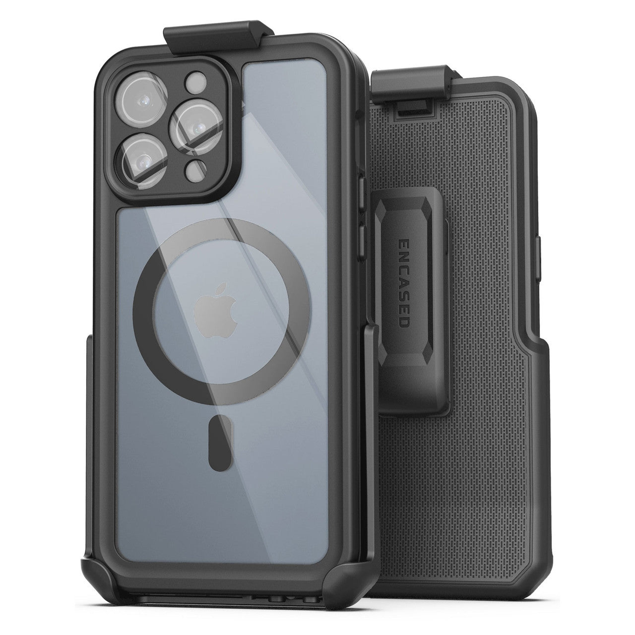 Encased Waterproof Case iPhone 15 Pro Max with Belt Clip Holster - Clear