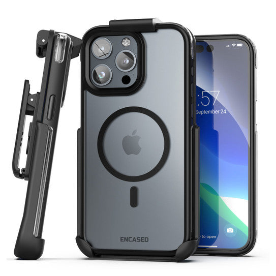 Encased MAG-AIR Case iPhone 15 Pro Max with Belt Clip Holster - Clear