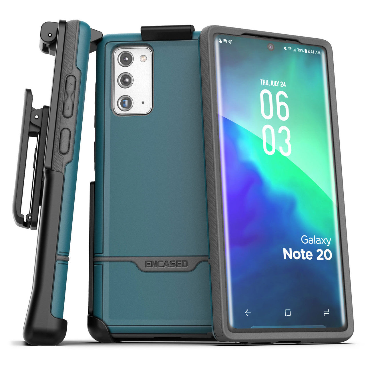 Encased Rebel Case Samsung Galaxy Note20 5G with Belt Clip Holster - Blue