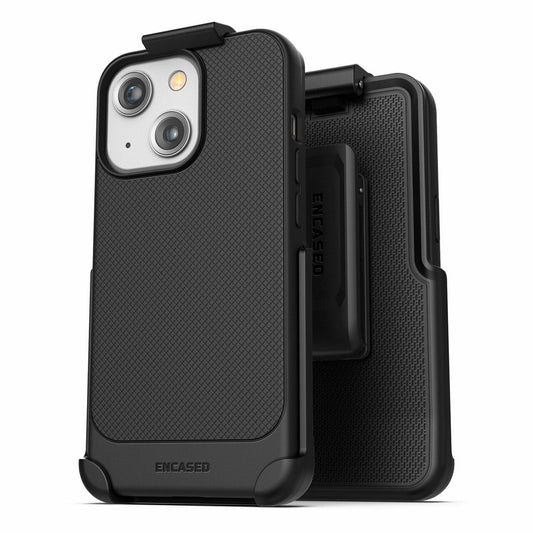 Encased Thin Armor Case iPhone 13 Mini with Belt Clip Holster - Black