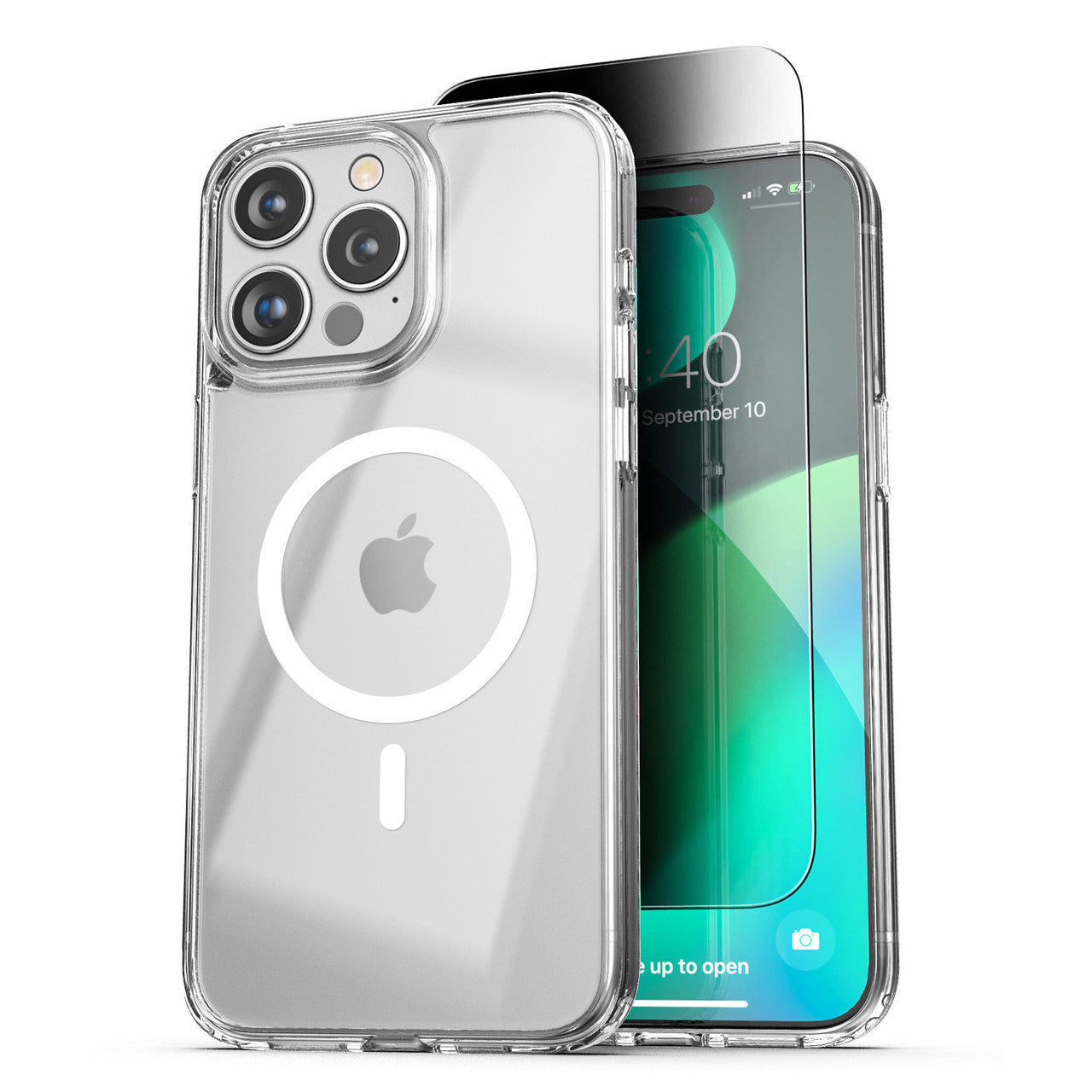 Encased Magsafe Clear Case iPhone 15 Pro with Privacy Screen Protector - Clear