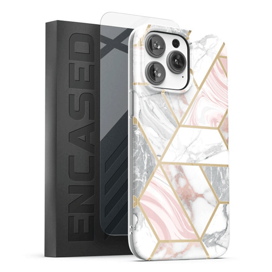 Encased Lexion MagSafe Case with Screen Protector iPhone 14 Pro Max - White Marble
