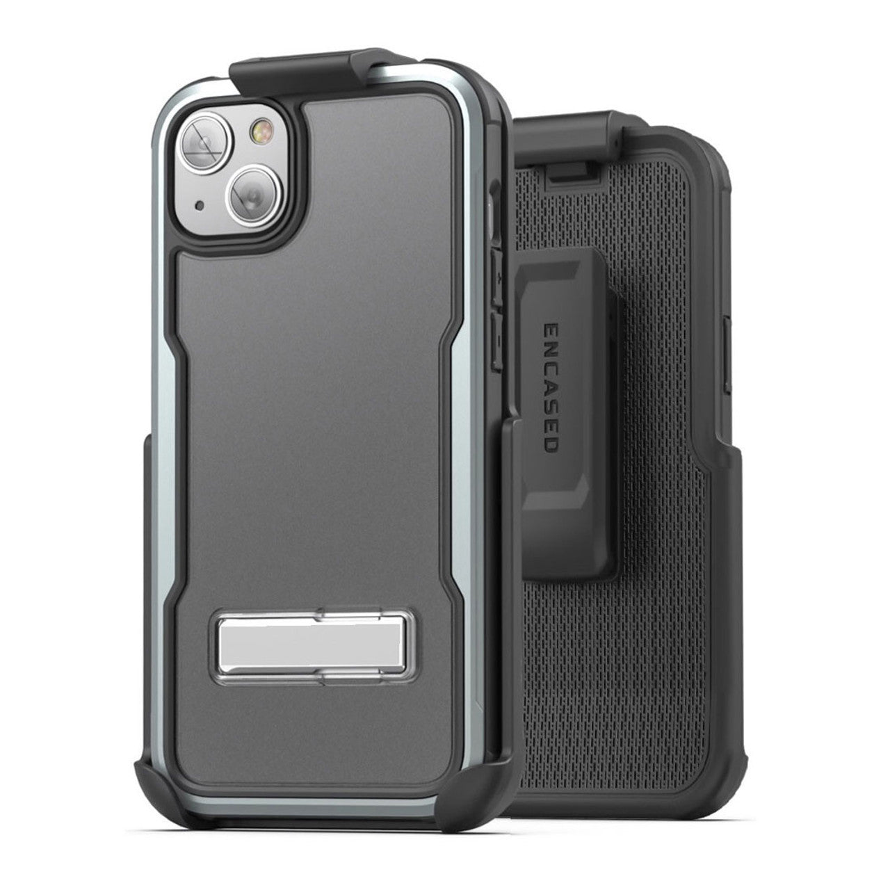 Encased Exos Armor Case iPhone 14 with Belt Clip Holster - Gunmetal