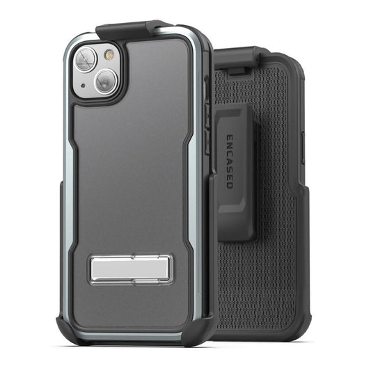 Encased Exos Armor Case iPhone 14 with Belt Clip Holster - Gunmetal