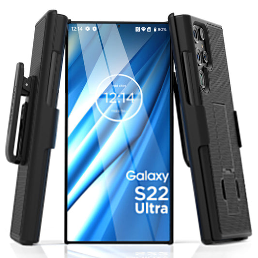 Encased Duraclip Case Samsung Galaxy S22 Ultra with Belt Clip Holster - Black