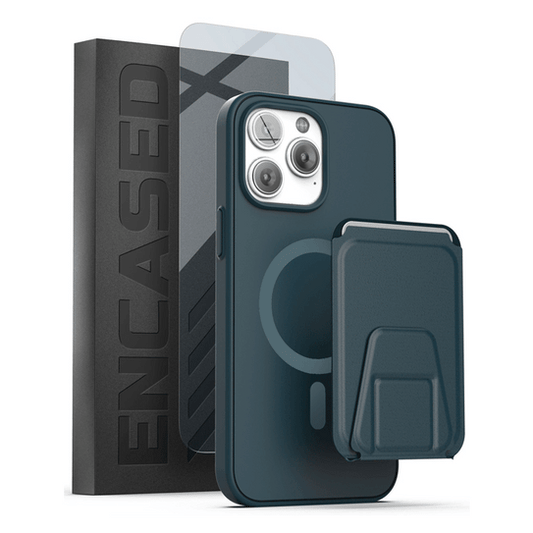 Encased Slimshield Magsafe Case iPhone 14 Pro Max with Leather Wallet - Blue