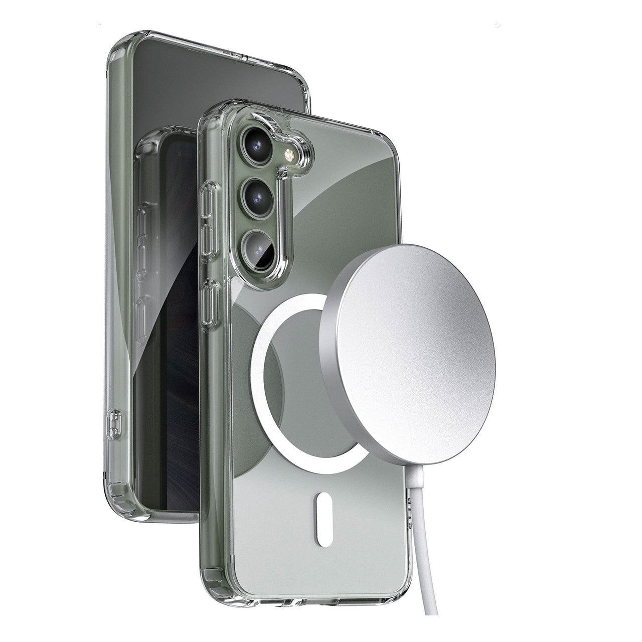 Encased Clear MagSafe Case Samsung Galaxy S23 with Portable MagSafe Charger - Clear