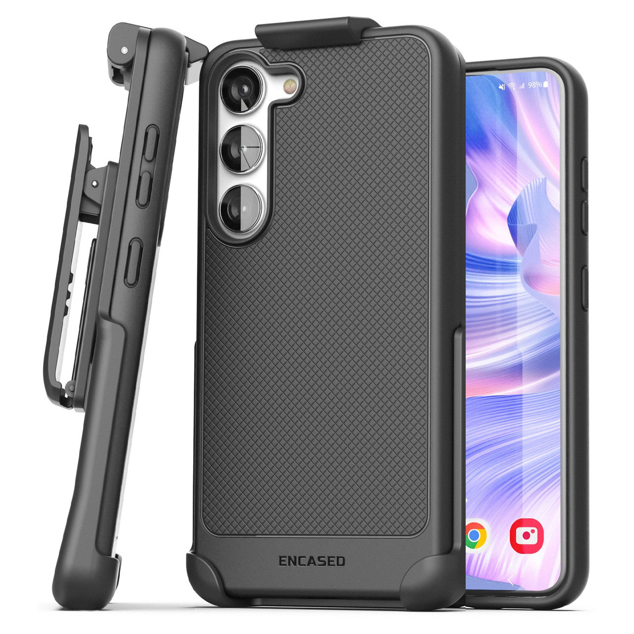 Encased Thin Armor Case Samsung Galaxy S23 with Belt Clip Holster - Black