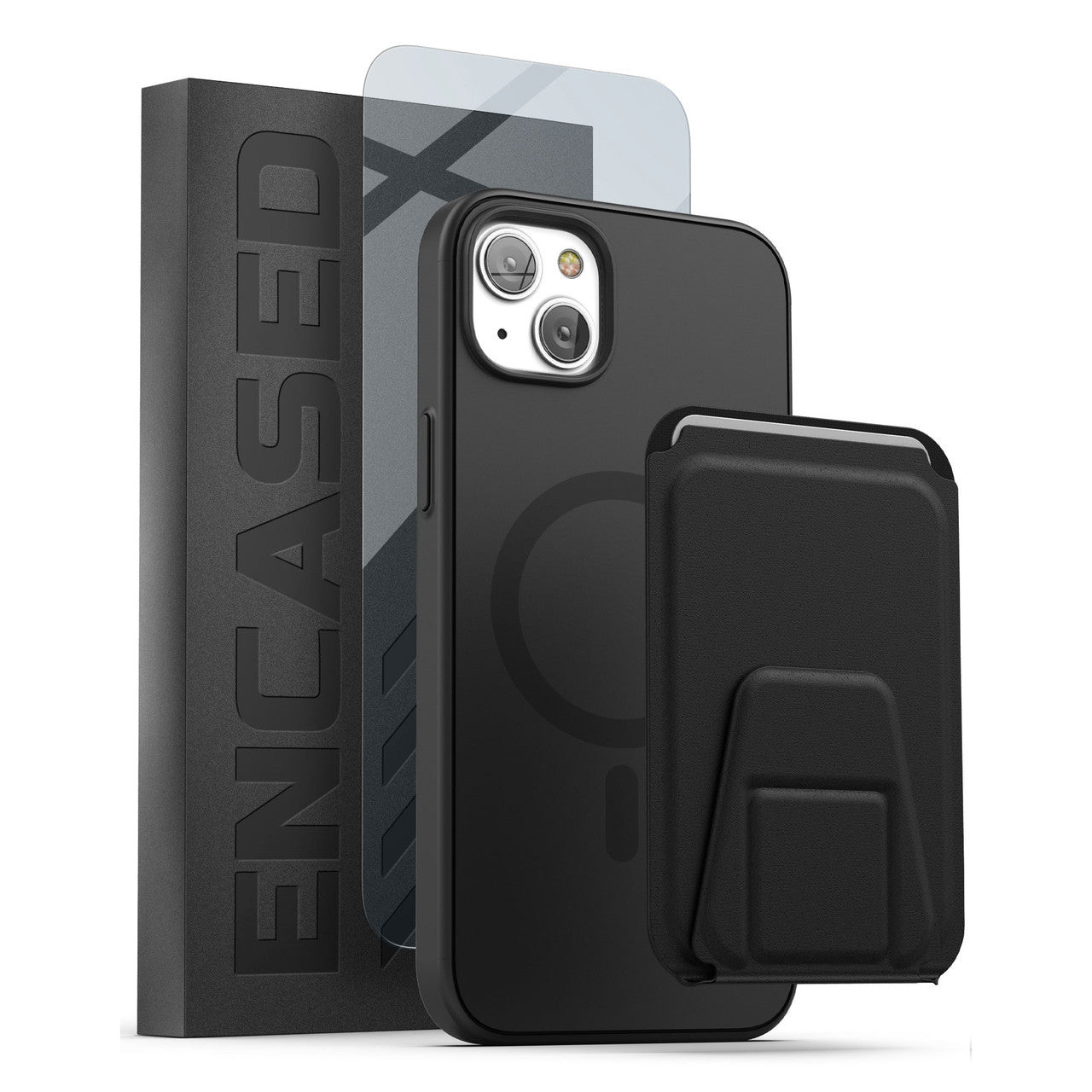 Encased Slimshield MagSafe Case with Leather Wallet iPhone 14 - Black