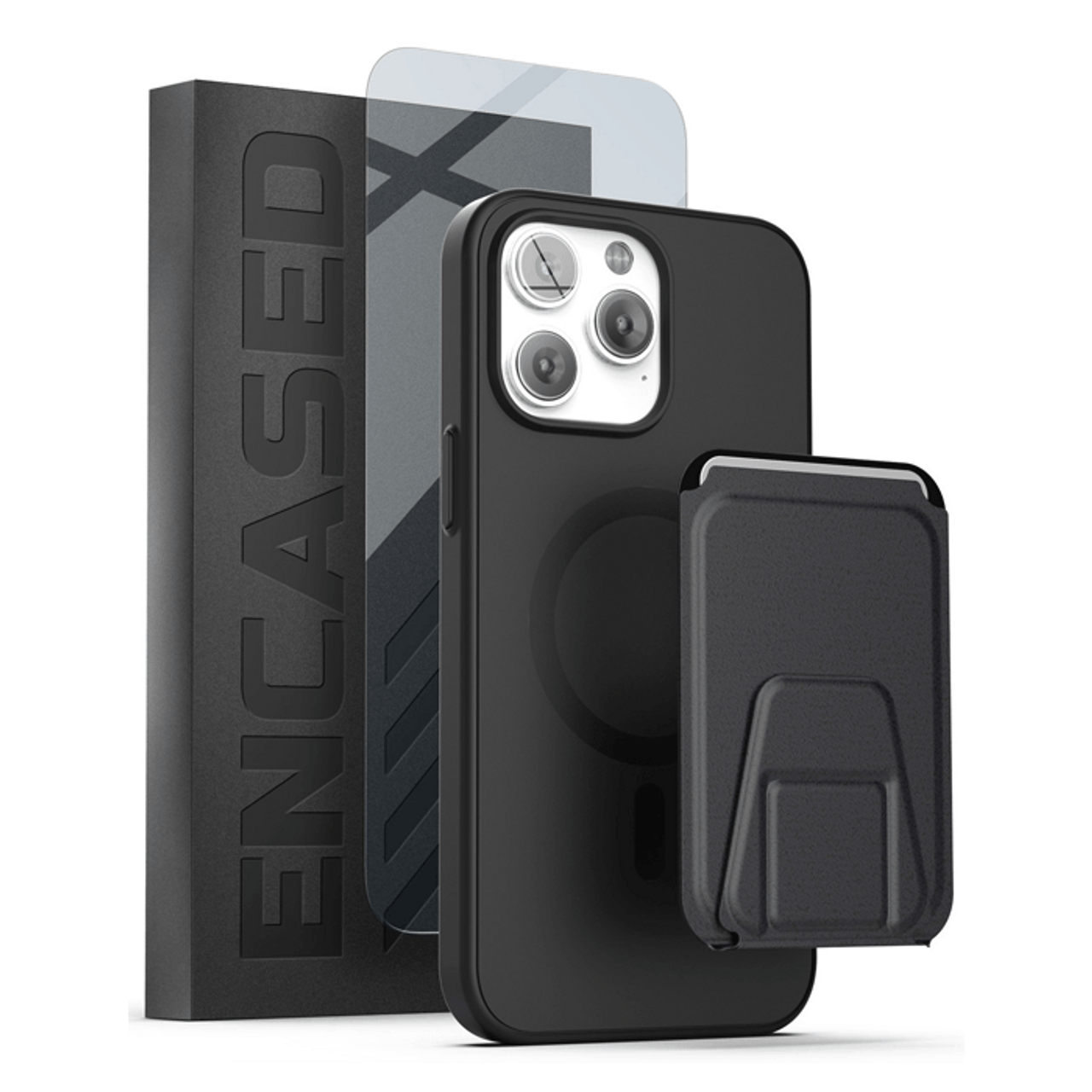Encased Slimshield Magsafe Case iPhone 14 Pro Max with Leather Wallet - Black