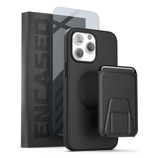 Encased Slimshield Magsafe Case iPhone 14 Pro with Leather Wallet - Black