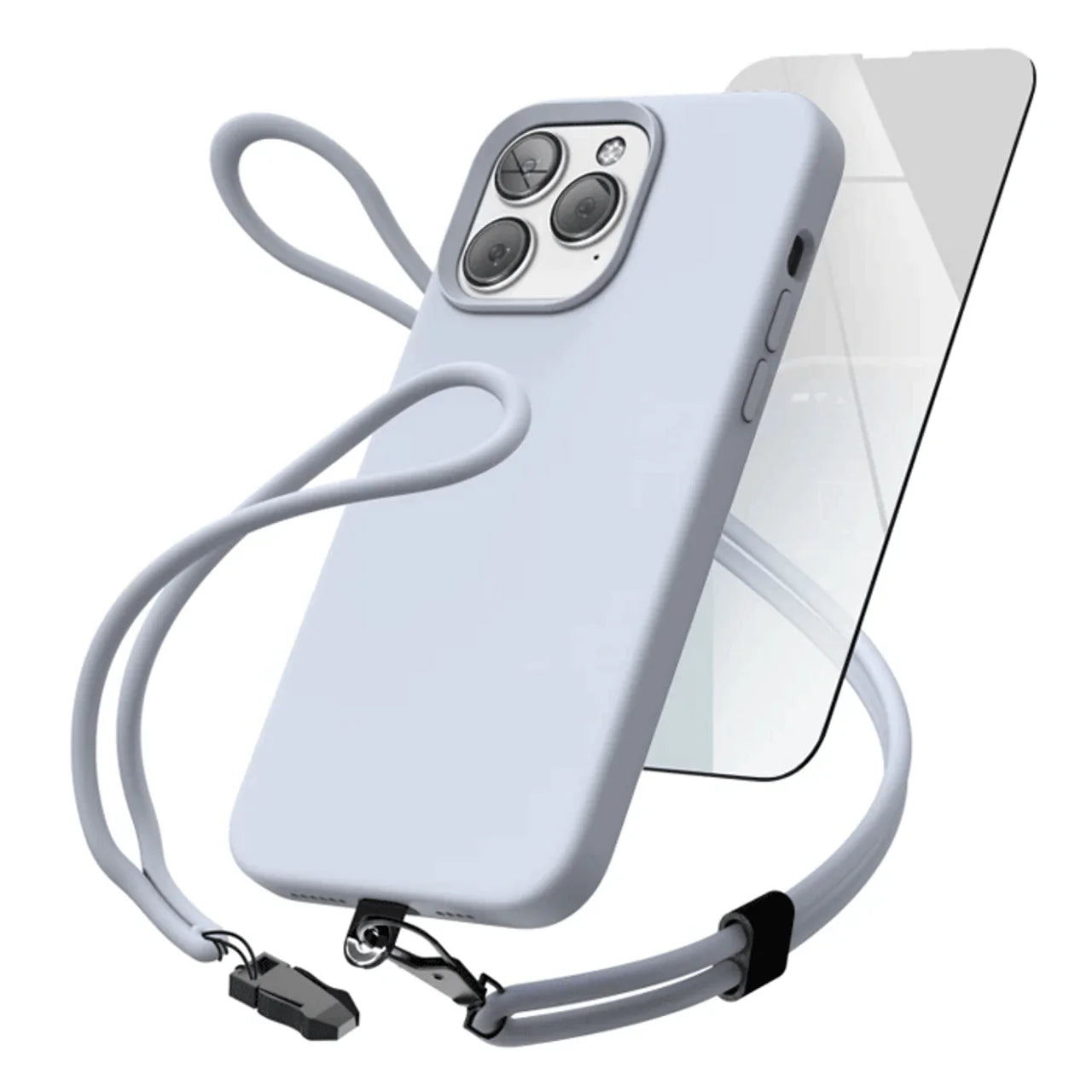 Encased Silicone Case iPhone 14 Pro Max with Neck and Wrist Strap - Lavender