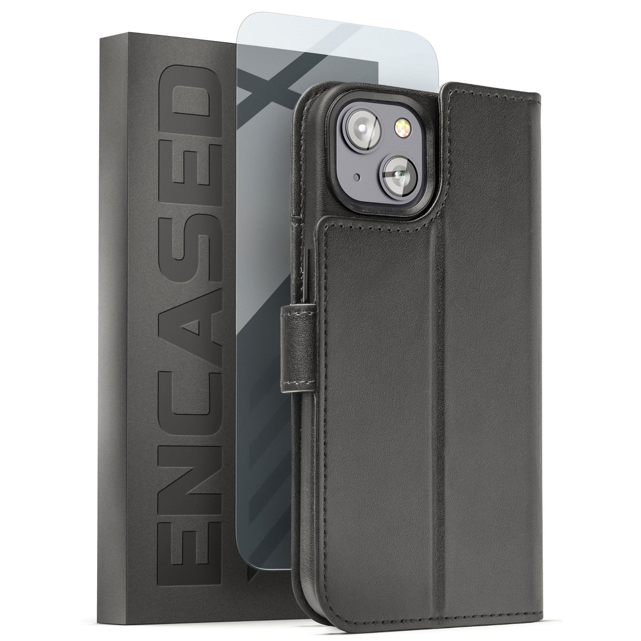 Encased Primo Leather MagSafe Case and Folio Wallet iPhone 14 Plus - Black