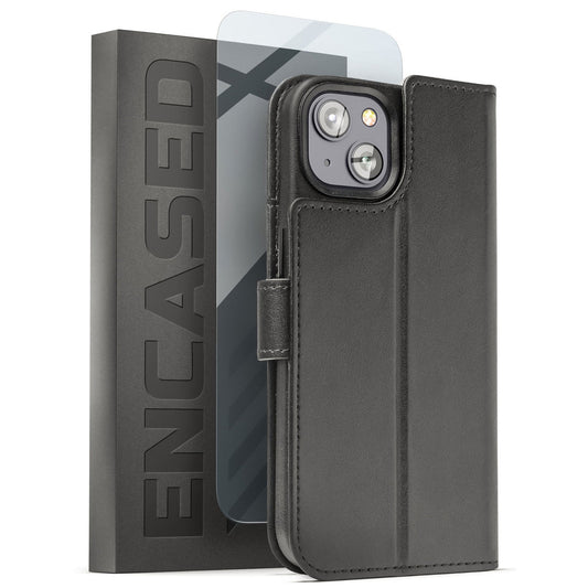 Encased Primo Leather MagSafe Case and Folio Wallet iPhone 14 Plus - Black