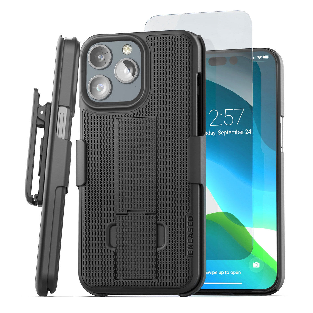 Encased Duraclip with Belt Clip Holster iPhone 15 Pro - Black