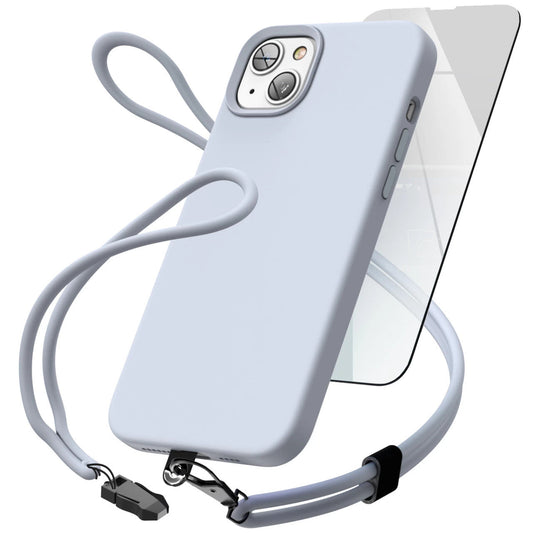 Encased Silicone Case iPhone 14 Plus with Neck and Wrist Strap - Lavender
