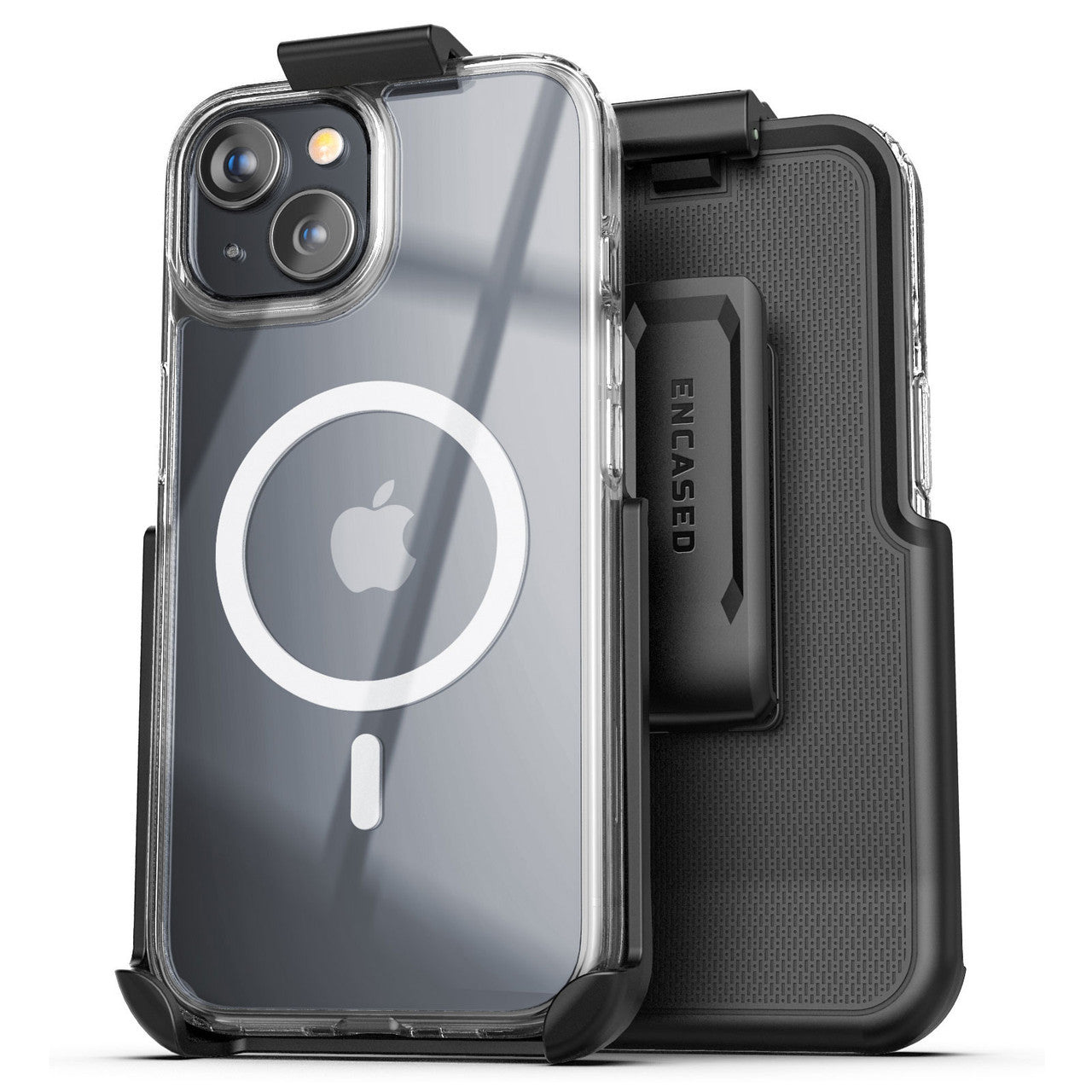 Encased Magsafe Clear Case iPhone 15 Plus with Belt Clip Holster - Clear