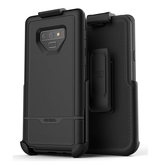 Encased Rebel Case Samsung Galaxy Note 9 with Belt Clip Holster - Black