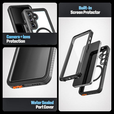 Encased Titan Waterproof Case Samsung Galaxy S26 with Belt Clip Holster - Clear/Black
