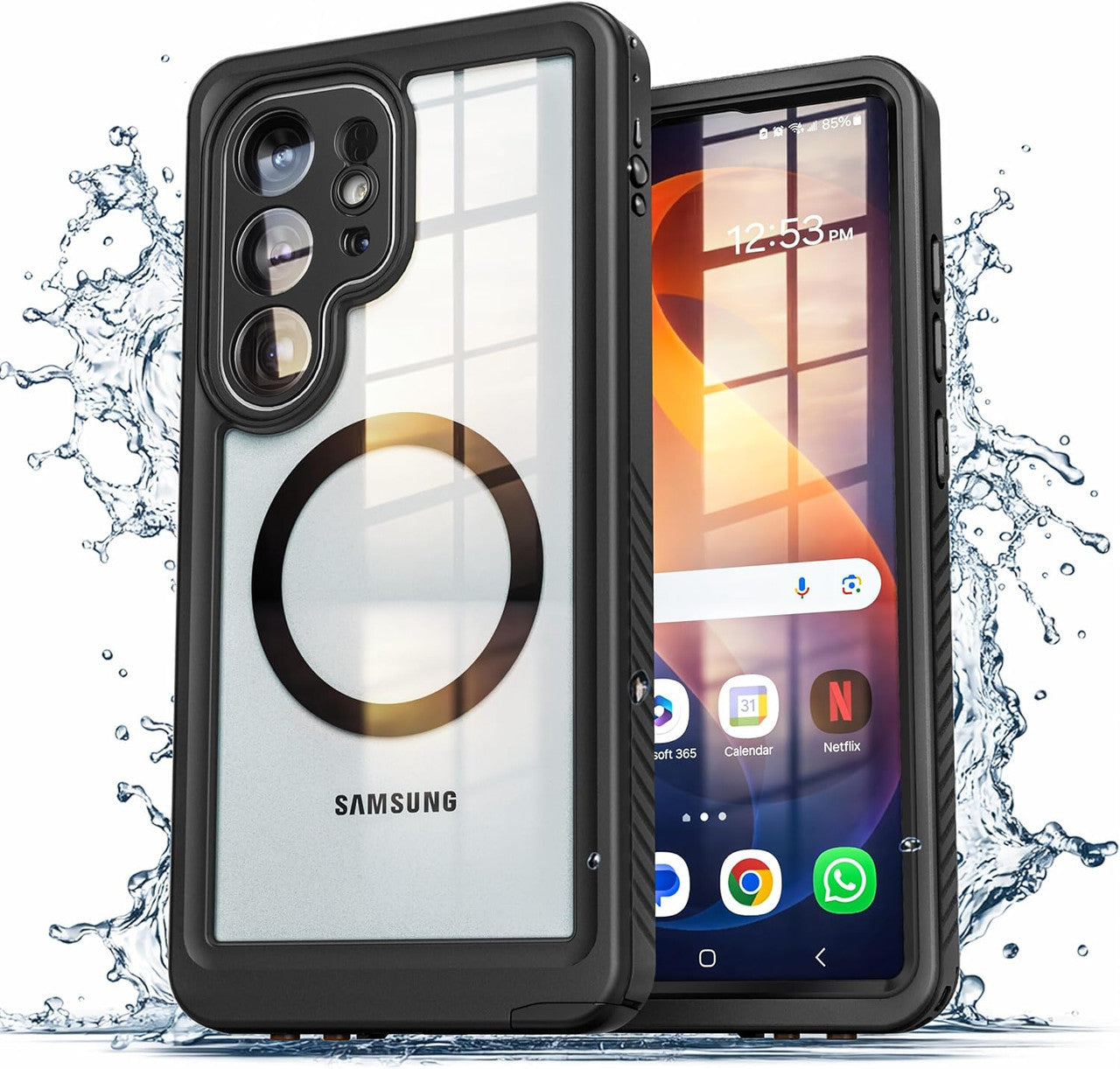 Encased Titan Waterproof Case Samsung Galaxy S26 Ultra with Belt Clip Holster - Clear/Black