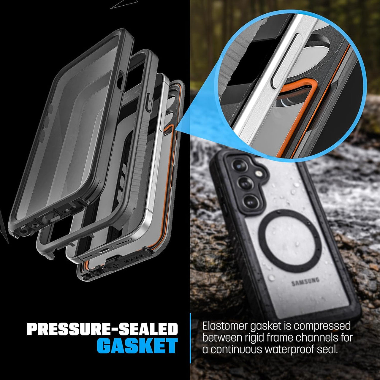 Encased Titan Waterproof Case Samsung Galaxy S26 Ultra with Belt Clip Holster - Clear/Black