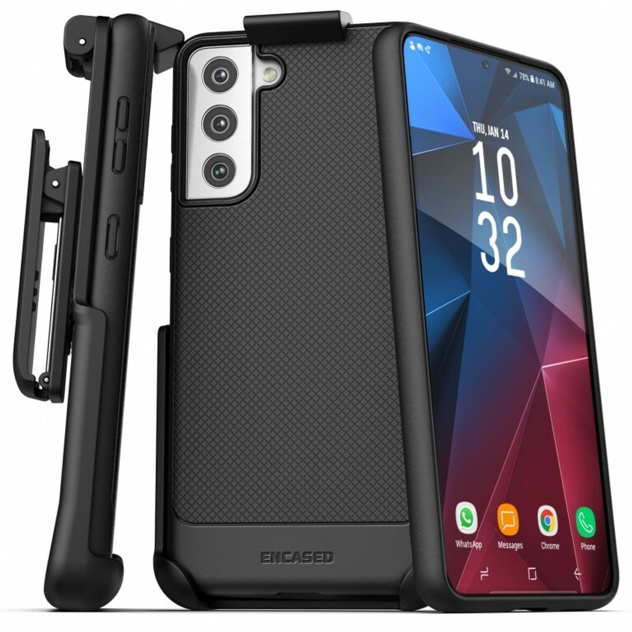 Encased Thin Armor Case Samsung Galaxy S21 5G with Belt Clip Holster - Black