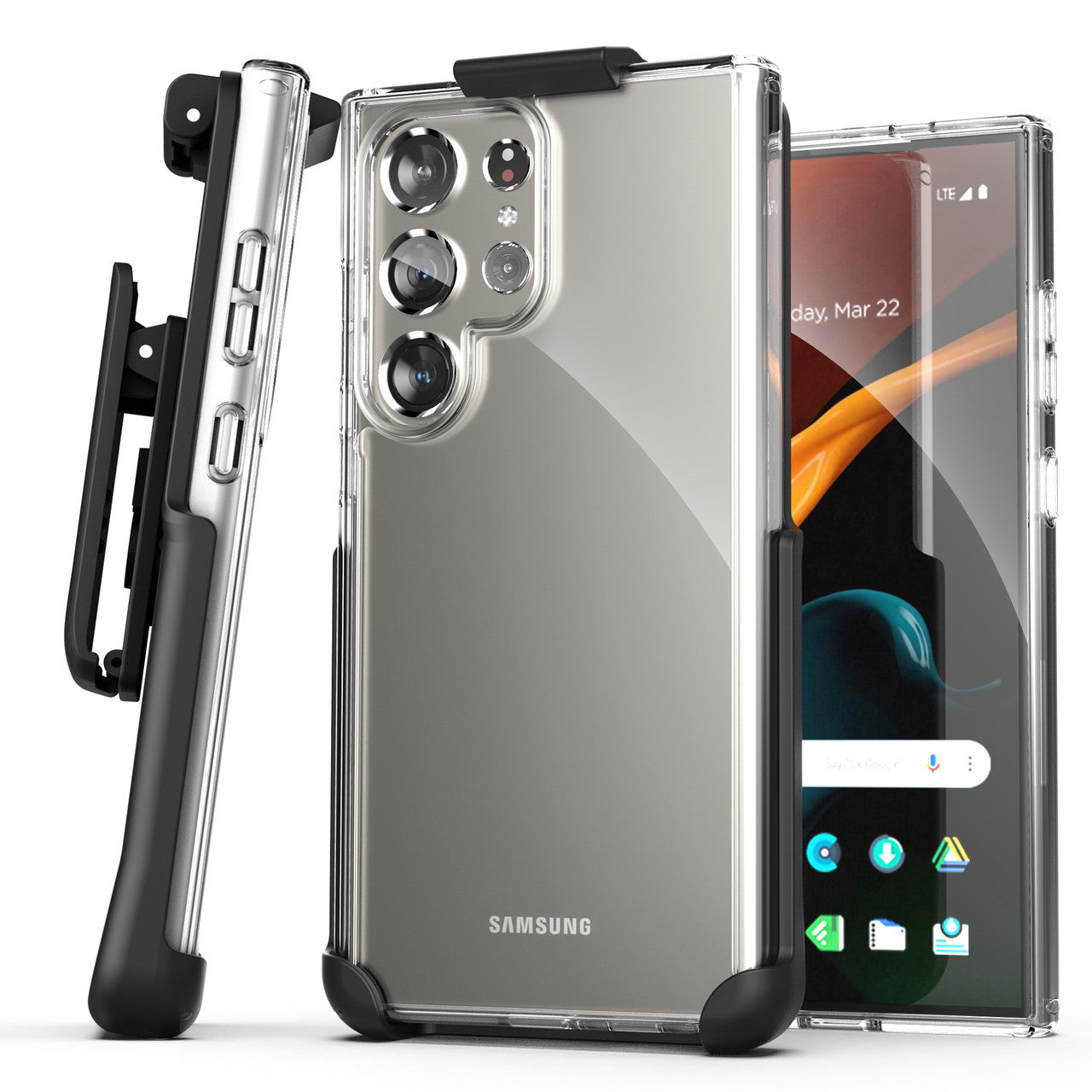 Encased Clear Back Case Samsung Galaxy S24 Ultra with Belt Clip Holster - Clear