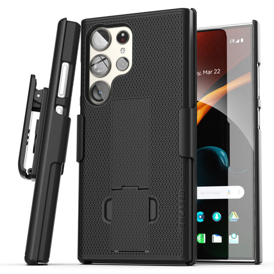 Encased Duraclip Case Samsung Galaxy S24 Ultra with Belt Clip Holster - Black